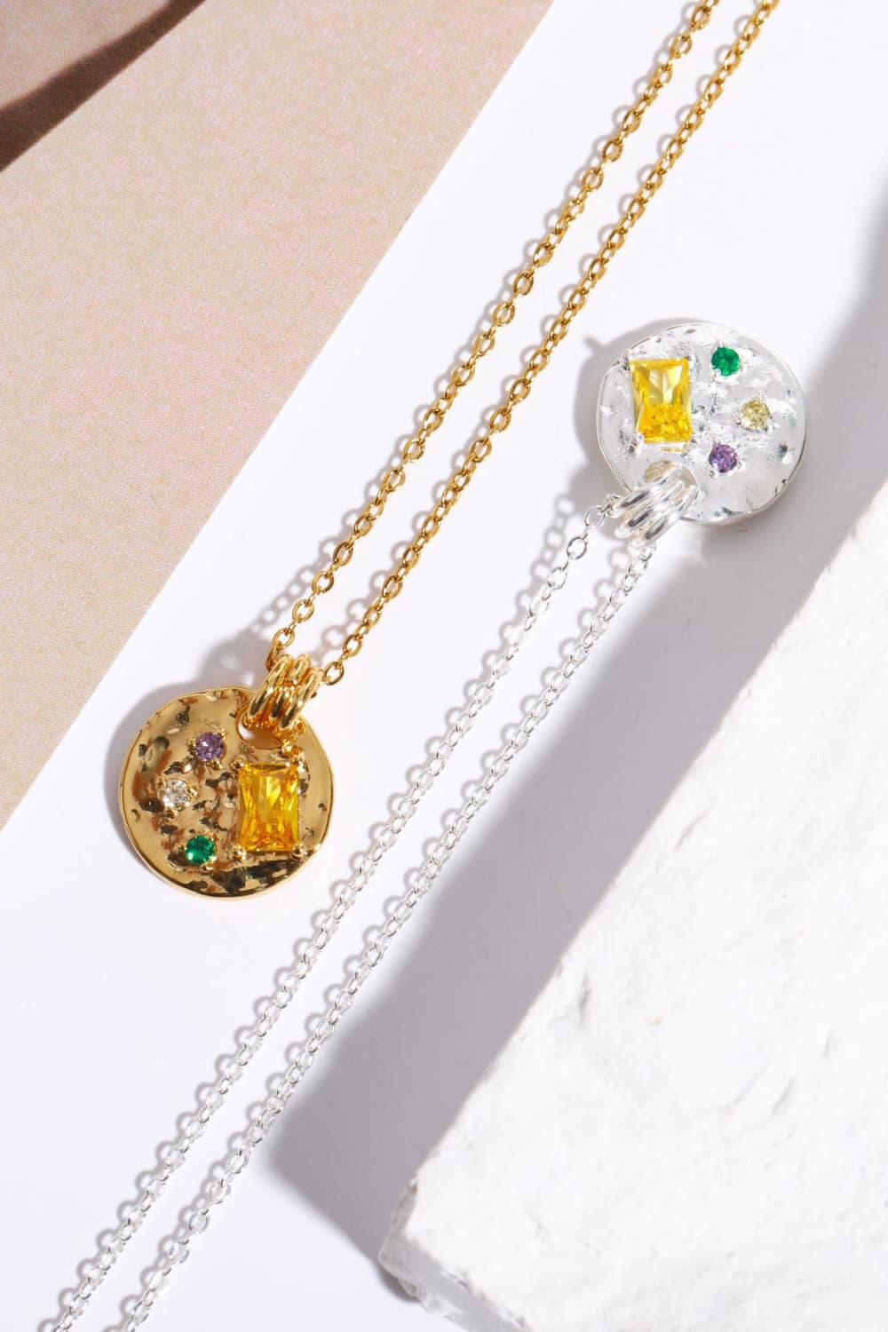 Opulent Multicolored Zircon Round Pendant Copper Necklace