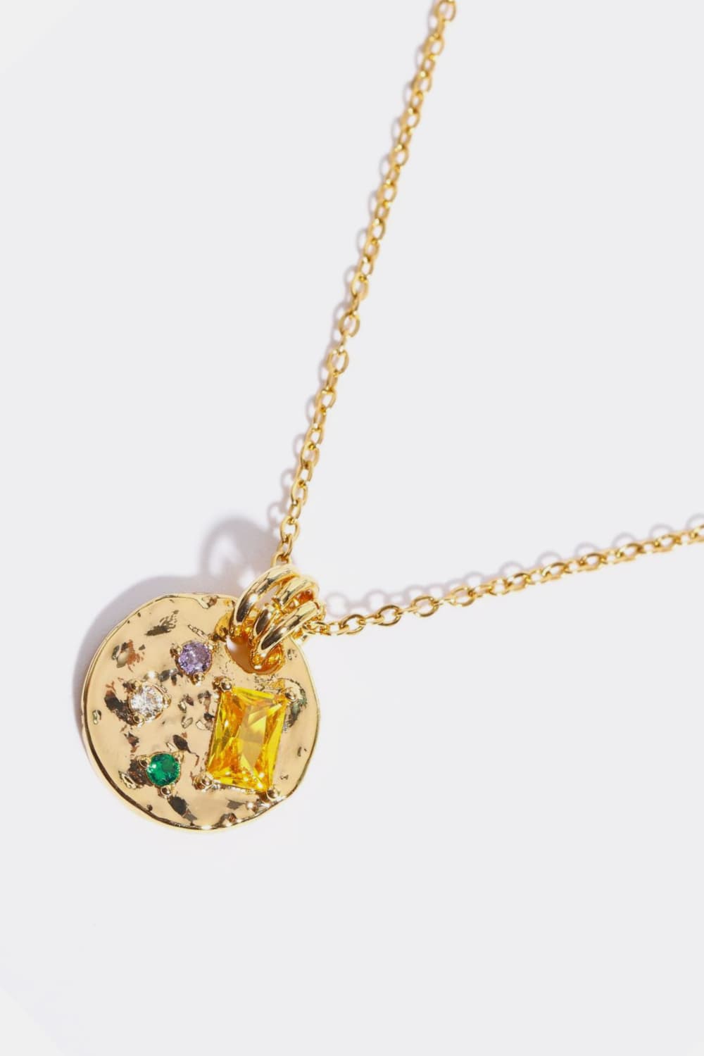 Opulent Multicolored Zircon Round Pendant Copper Necklace